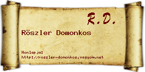 Röszler Domonkos névjegykártya